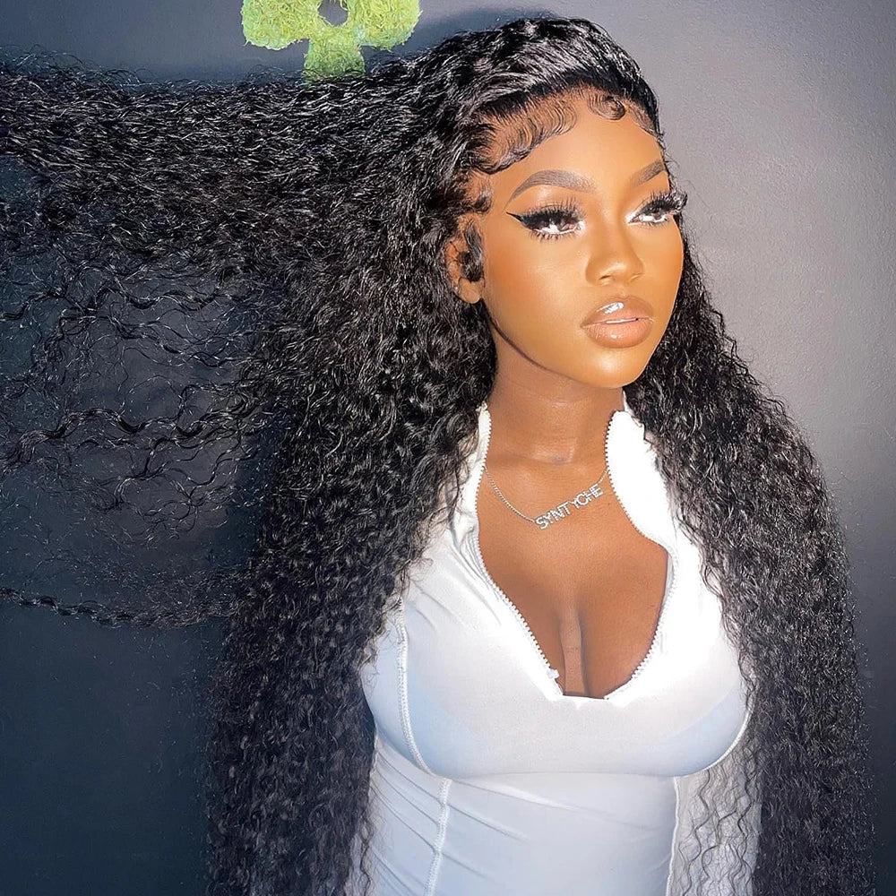 46 Inch Curly Wigs Deep Wave Human Hair 13x6 Lace Frontal Wigs 300% Density Glueless Wigs Human Hair 13x4 360 HD Lace Front Wigs
