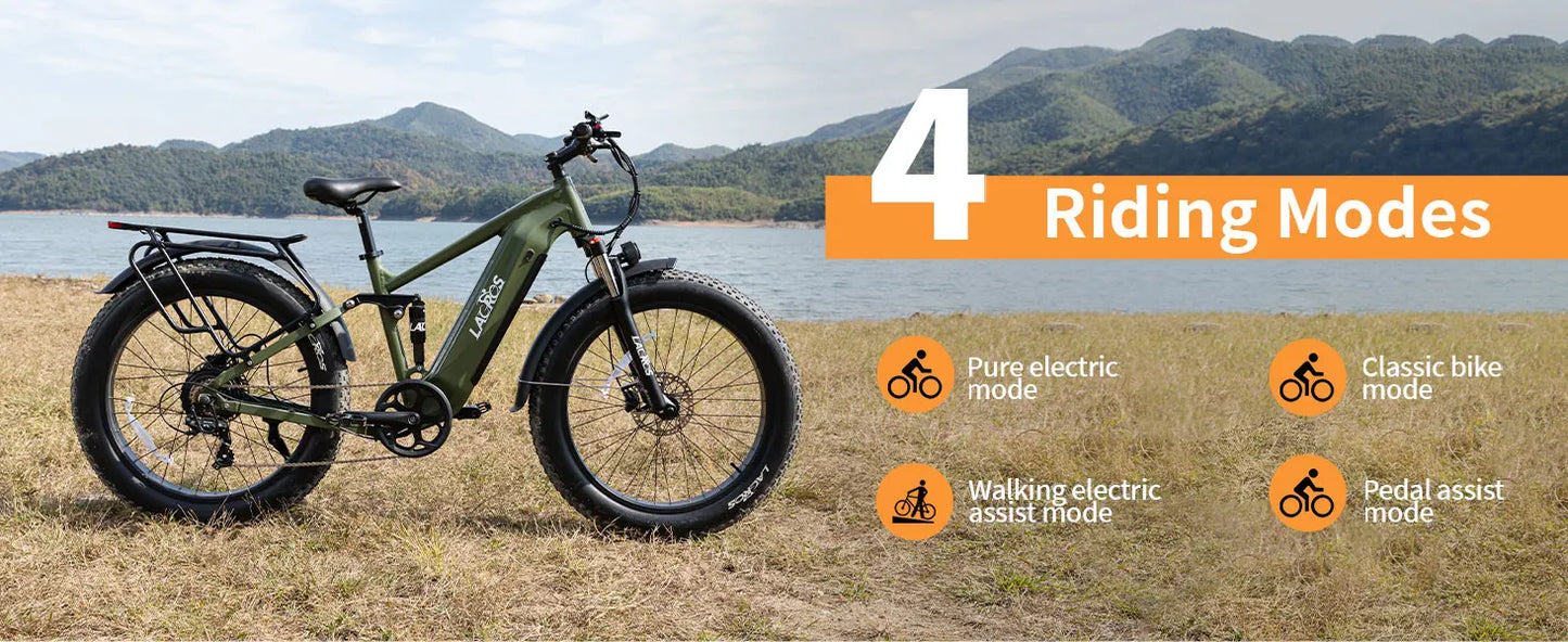 Lacros Thunder adult E-bike，750W city ebike，48V20AH Electric Bicycle，26 Fat Tire E-Mountain bike