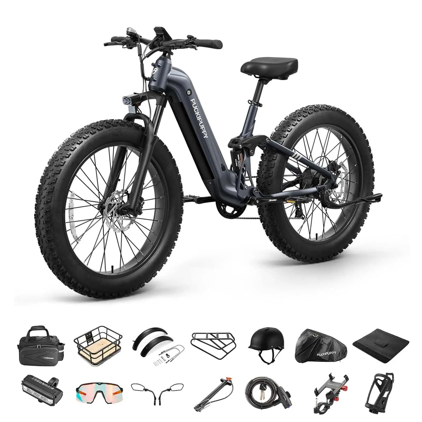 PUCKIPUPPY Boxer St Electric Bike for Adults 960W 48V 20AH Electric Bicycles with Luxury Accessory Pack and Extra 15Ah Battery