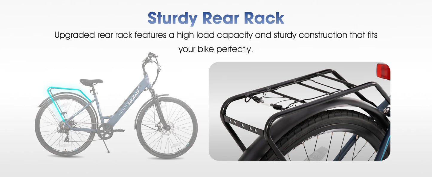 HILAND electric road bike, detachable lithium battery, commuting electric bike, Including shelves, 250W, with LCD display