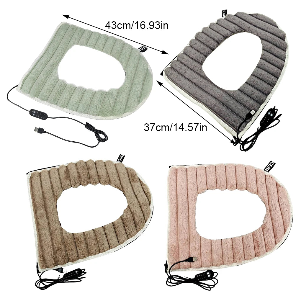 Bathroom Cushion Cover Universal Fit Easy To Clean Quick Release Seat Heated Toilet Seat Cover khaki