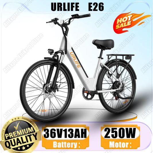 Electric Bike 250W Brushless Motor 36V13AH Lithium Battery High Carbon Steel Frame Electric Bicycle 26inch Off-road Tire E-bike