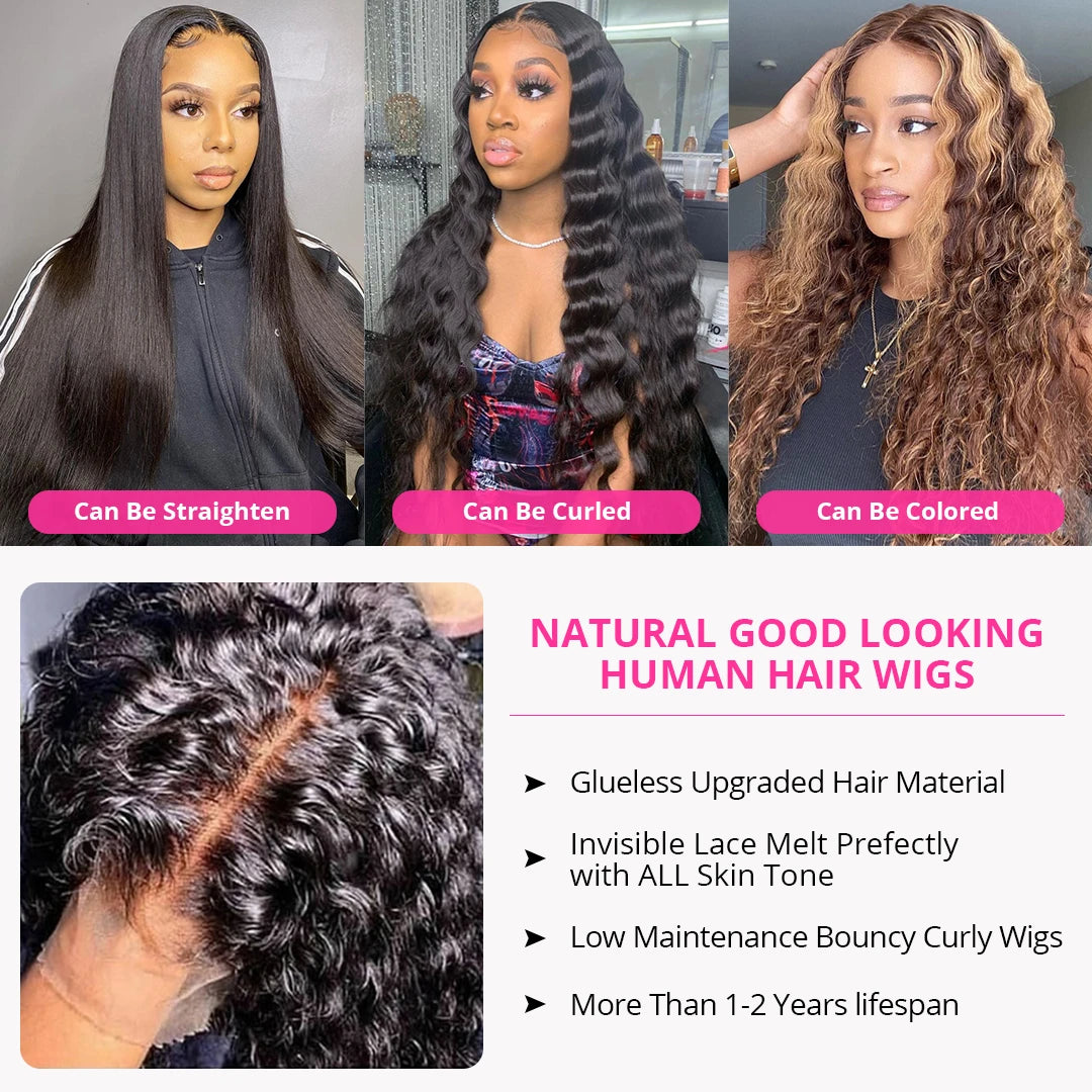 40 42 Inch 13x4 13x6 Water Wave HD Lace Front Wigs For Black Women Curly 360 Full Lace Wigs Human Hair Wet Deep Wave Frontal Wig
