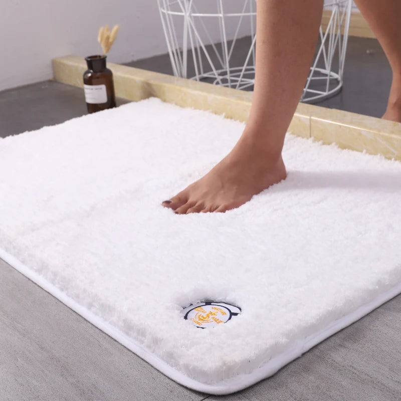 Non-slip Absorbent Bathroom Mat Long Hair Polyester Microfiber Quick Dry Nonslip Super Absorbent Bath Rug