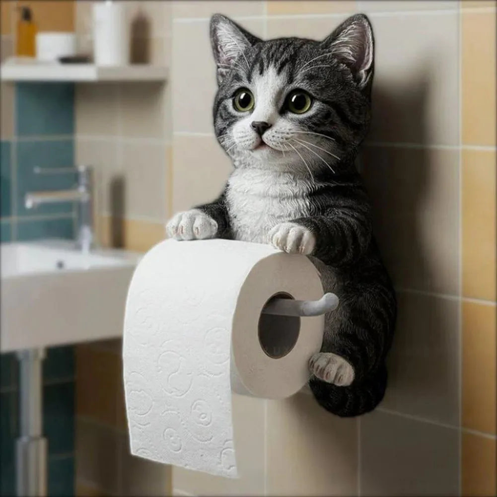 Cute Toilet Paper Holder Wall Mounted Toilet Paper Roll Rack Cat Shape Tissue Dispenser Racks Roll Paper Storage Stand For Home
