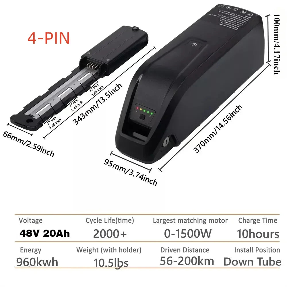Hailong e-Bike Battery 36V 48V 20000mAh 20Ah Mountain Bicycle 18650 Electric Bateria Pack for Bafang 1500W 1000W 750W 500W