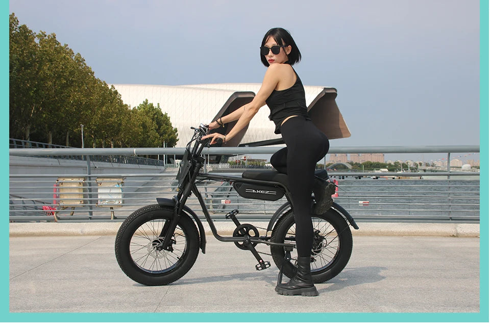 US Stock 🔥 AKEZ 750W Retro Electric Bike - 48V 13Ah Battery, 20'' Fat Tire E-Bike, Vintage Style Bicycle for Adults