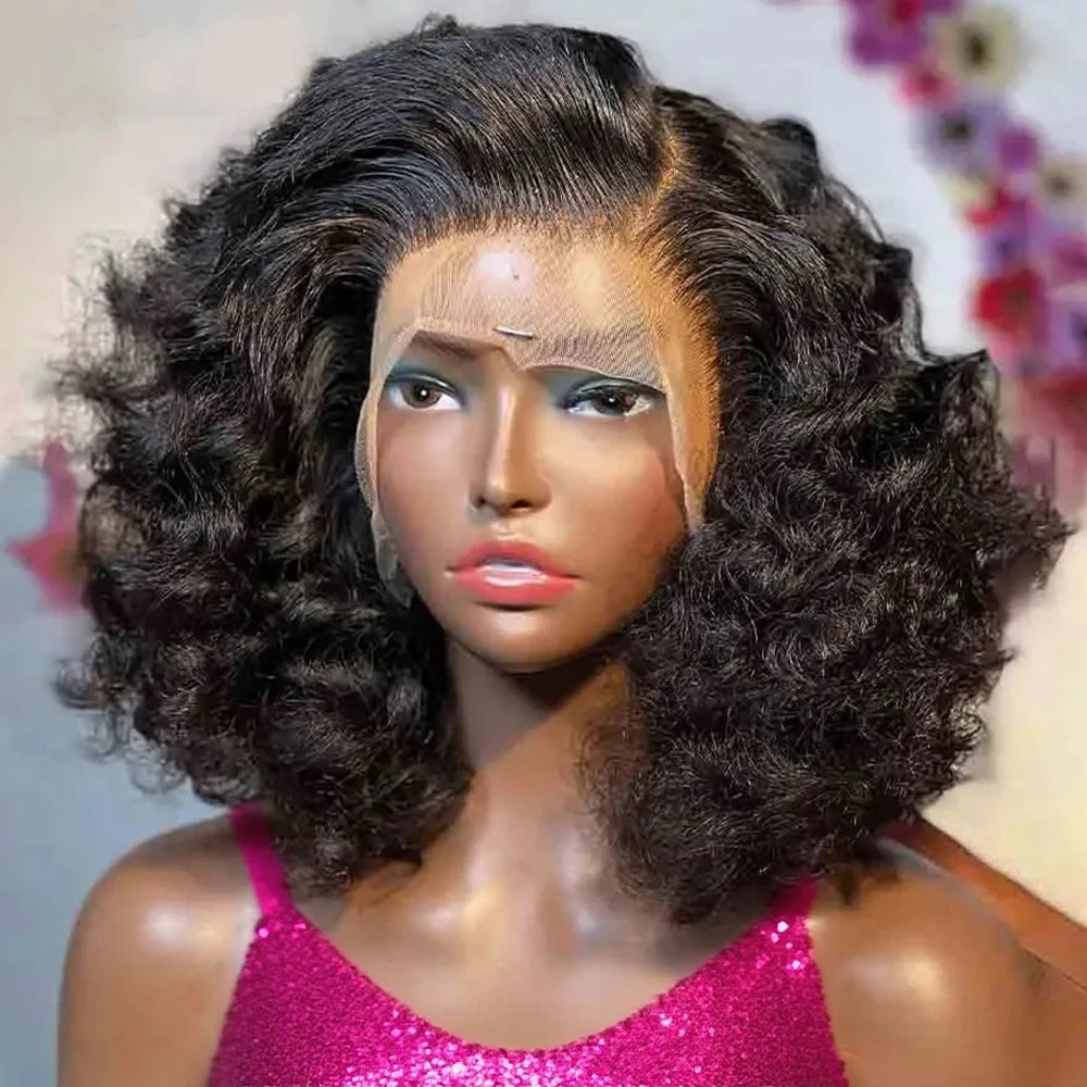 Brazilian Deep Water Wave Curly Bob 100% Human Hair Glueless Wigs Deep Wave HD Lace Front 13x4 13x6 Transparent Lace Frontal Wig