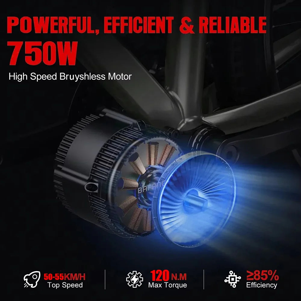 BAFANG BBS02 750W 48V Mid Drive Motor - High Power Electric Bike Conversion Kit with Removable 52V/48V 20Ah/13Ah Lithium Battery
