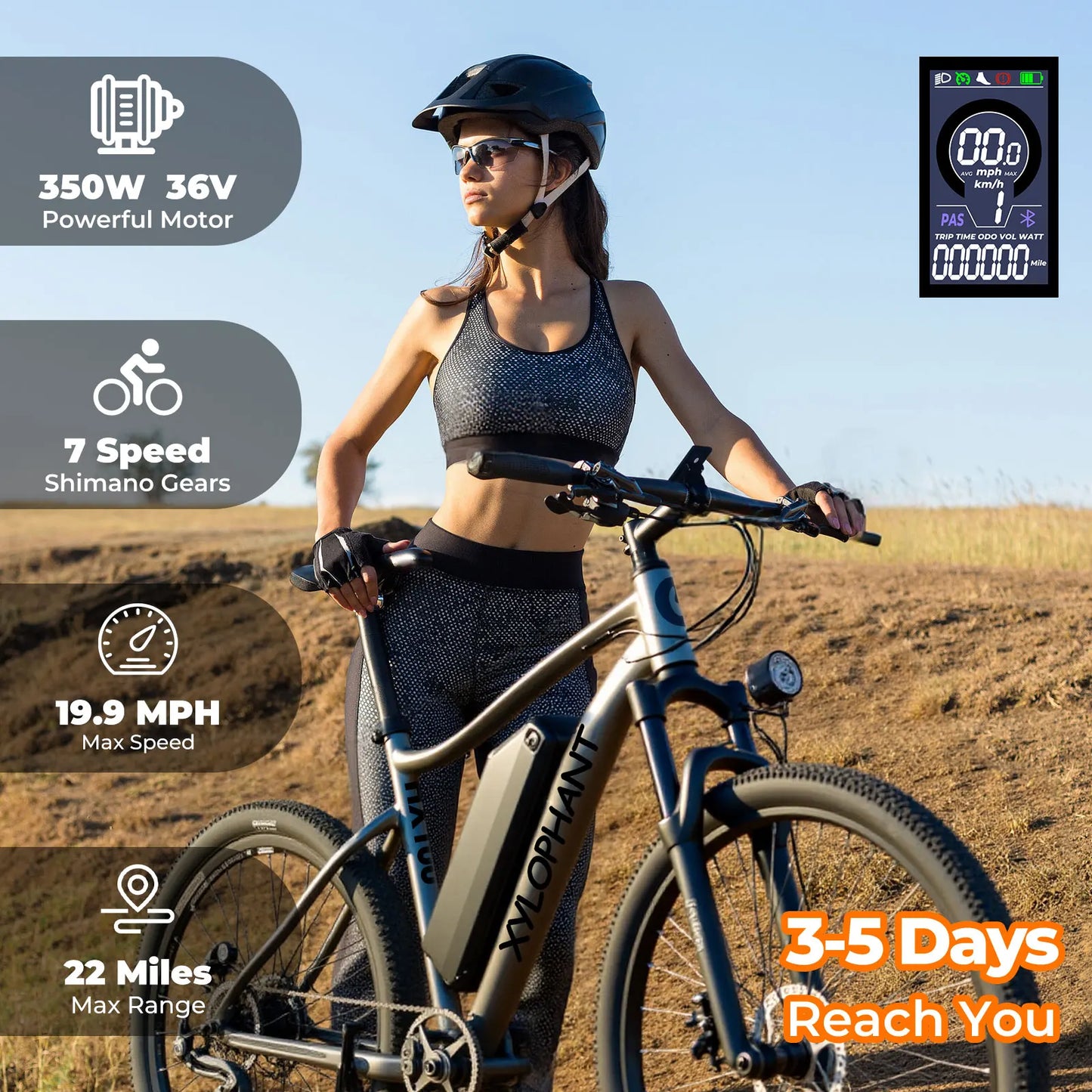 Electric Bike for Adults, 26" Commuter Ebikes with 5-Level Pedal Assist & 7-Speed Gears, 25MPH, 720W Motor, 375Wh Battery, 50 Mi