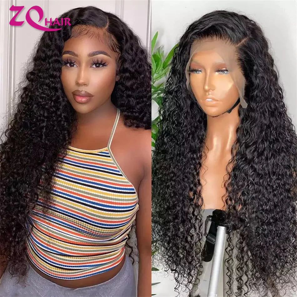 Kinky Curly Wigs Human Hair Wig 13x6 HD Lace Frontal Wig Brazilian Deep Water Wave HD Lace Front 100% Human Hair Wigs For Women