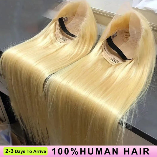 50Inch Straight Blonde 613 Blonde Human Hair Lace Frontal Wig 13x6 Transparent Blonde Lace Front Wigs Pre Plucked human Hair Wig