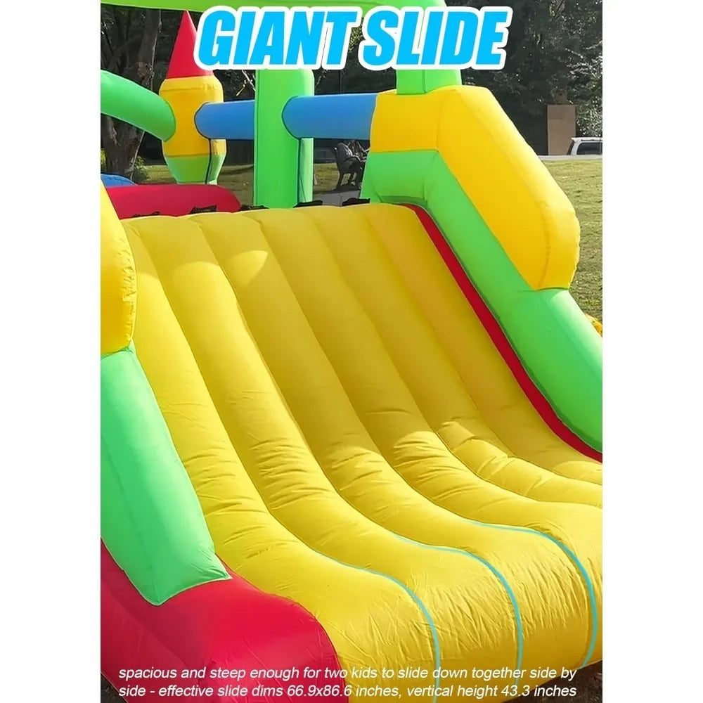 Free Delivery , Inflatable Bounce House Obstacle Course for Big Kids 3-6 8-12 with Large Slide, Racing Crawl Tunnels - Hot Sale.
