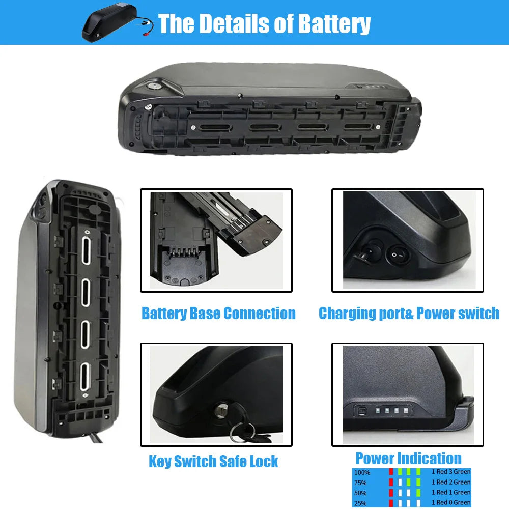 BAFANG BBS02 750W 48V Mid Drive Motor - High Power Electric Bike Conversion Kit with Removable 52V/48V 20Ah/13Ah Lithium Battery