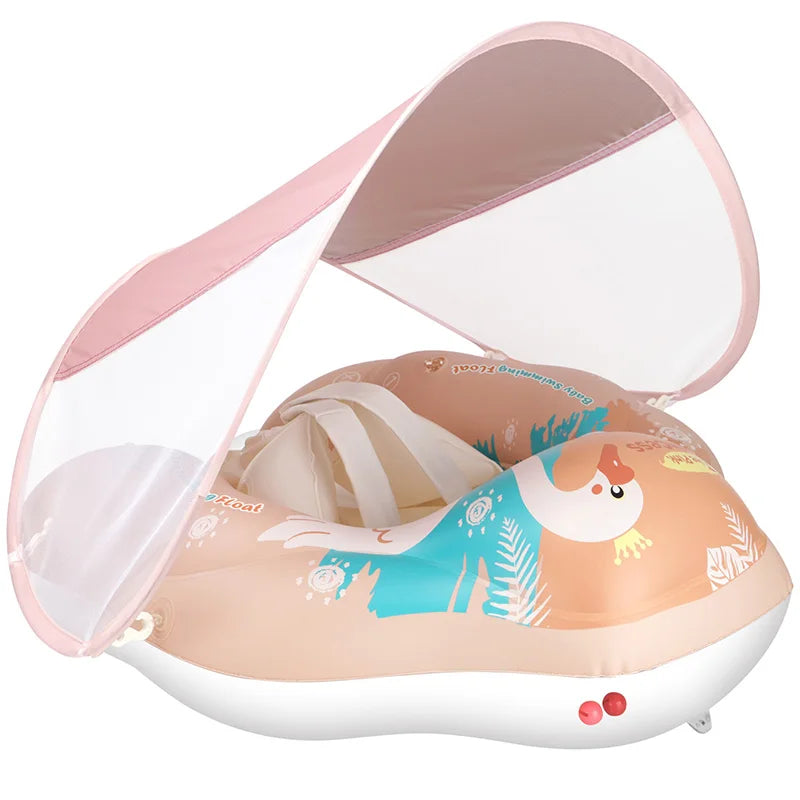 Baby Swimming Float With Canopy Inflatable Infant Ring Kids Pool Accessories Circle Bathing Summer Toys