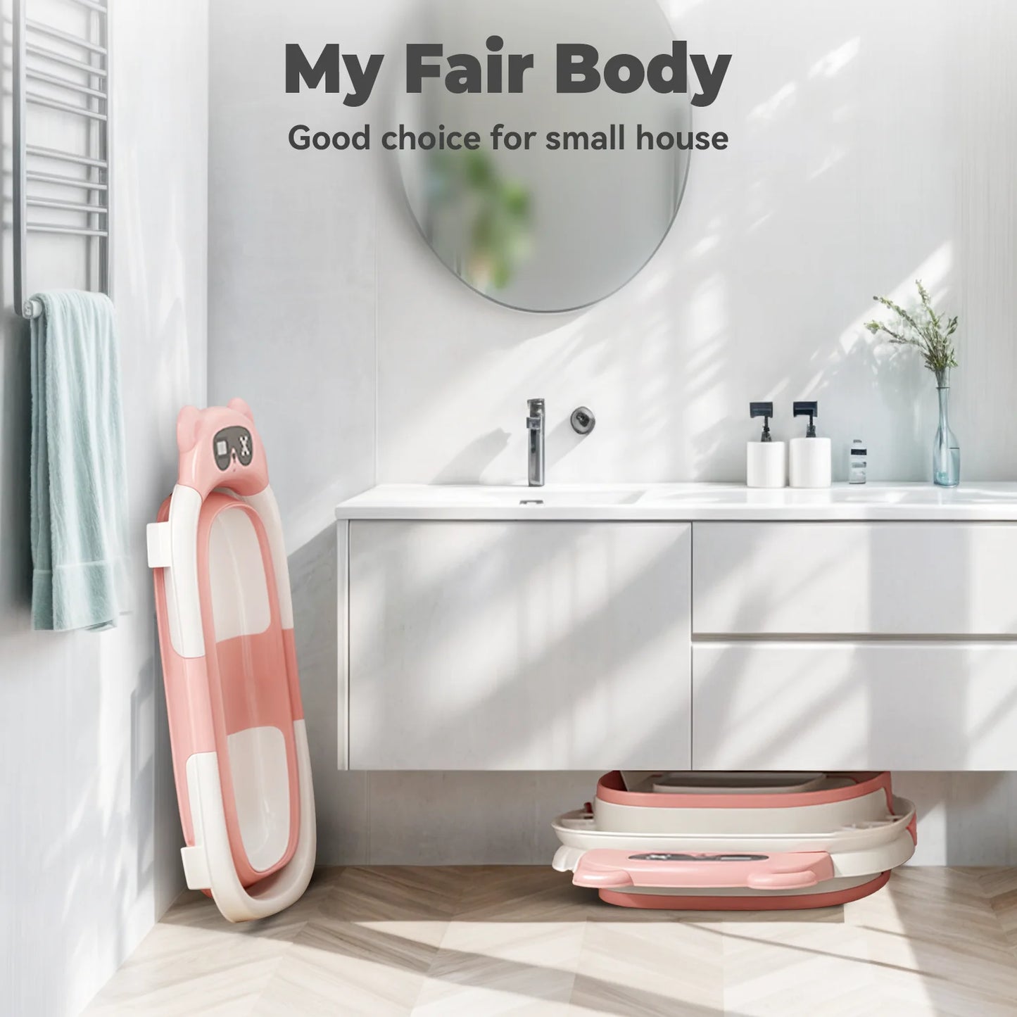 Baby Tub With Soft Cushion And Thermometer Foldable Baby Bathtub With Drain Hole Durable Foldable Baby Bath Tub Newborn To Toddl