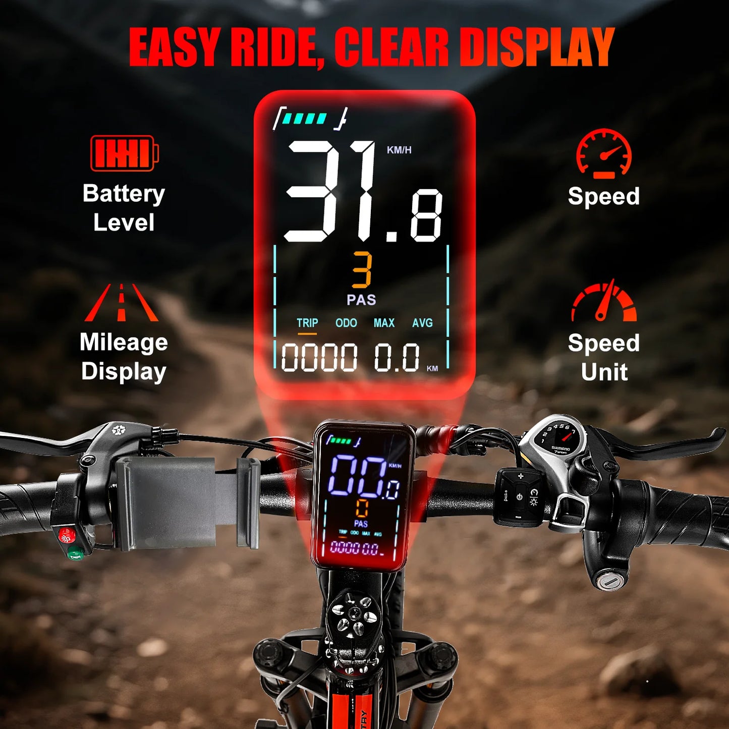 EOEOTWO E01 Electric Bike Adult 26" Fat Tire 1500W Peak Motor Electric Bicycle 34Mph Mountain E Bike 60Mile Range 48V15AH E Bike