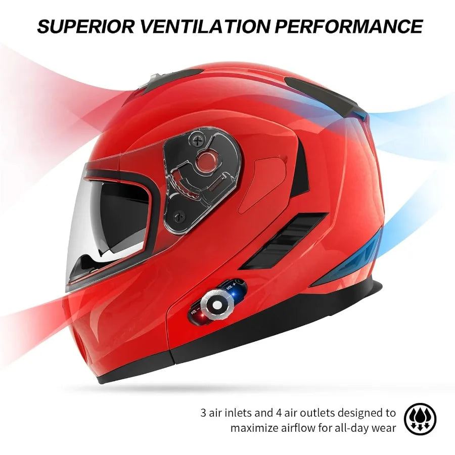 Motorcycle Helmet Bluetooth 5.0 Integrated New EPS FreedConn BM2S Modular Flip Up Dual Visor Motorbike Helmet DOT FMVSS218 Appr