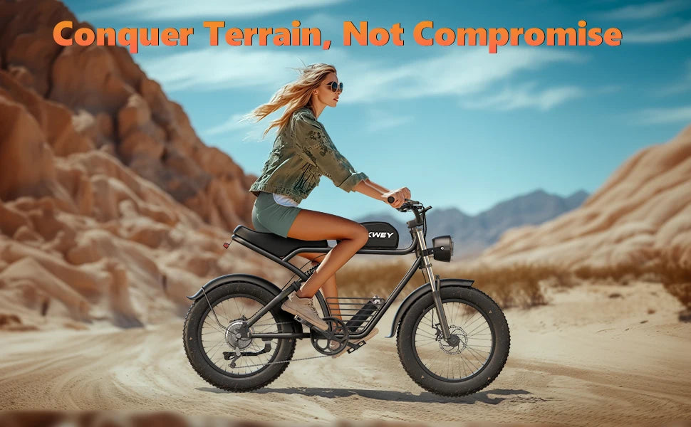 Kickwey K7 Adult Electric Bike 1500W Motor 7-Speed Dual Disc Brakes Full Suspension Ebike 20x4 Wide Tire 50-Mile  E Bike