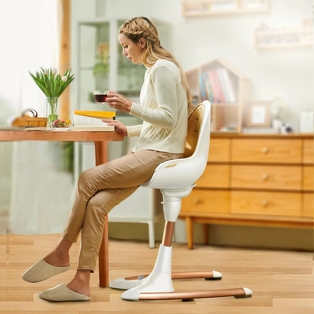 Hot Mom Baby High Chair With Adjustable Seat Height, Eating Chair with Foot Rest,Removable Tray,PU Leather Cushion
