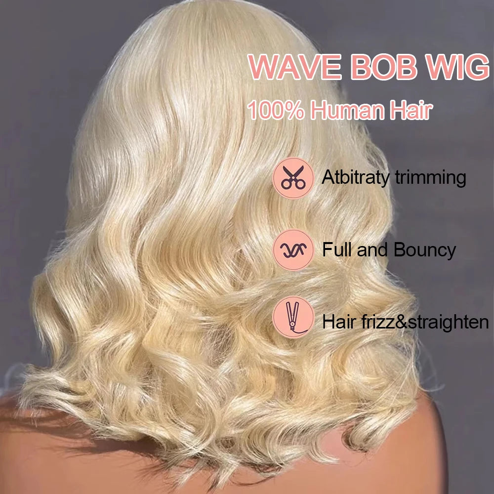 613 Blonde Lace Front Wig Human Hair Body Wave 13X6 Hd Lace Frontal Wig Short Bob Lace Front Human Hair Wig Hd Lace Wig 16 Inch