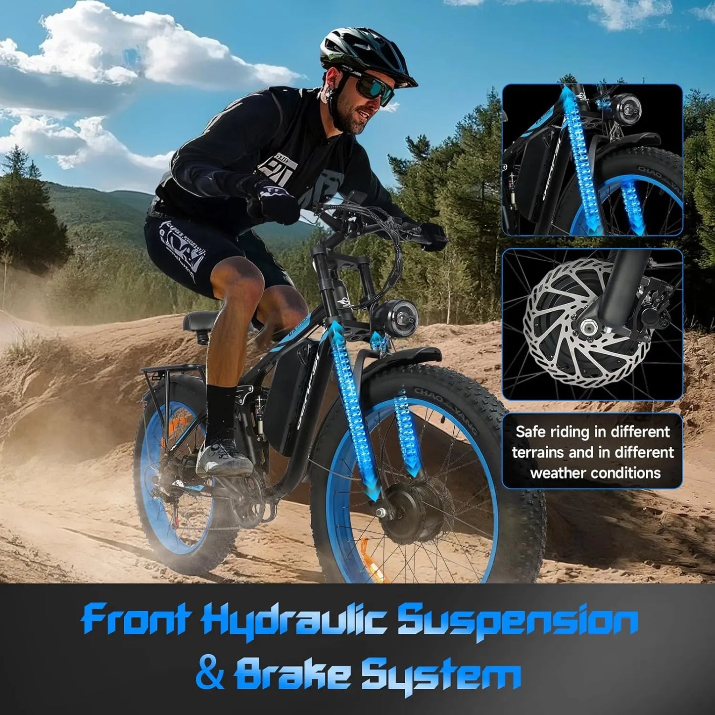 BAOLUJIE 2603 Electric Bicycle,Adult E-Bike ebike with 3000W Two Motors, 52V32AH Battery,26" Tire Electric Bike【1 Year Warranty】
