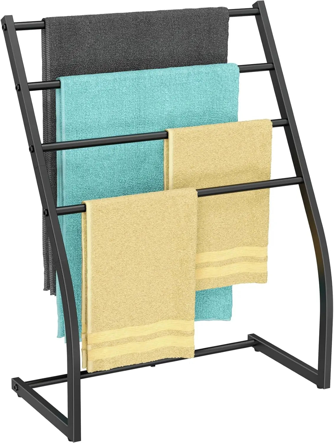 Standing Towel Rack, Towel Racks for Bathroom, 4 Tier Metal Towel Bar Stand, Blanket Ladder Holder