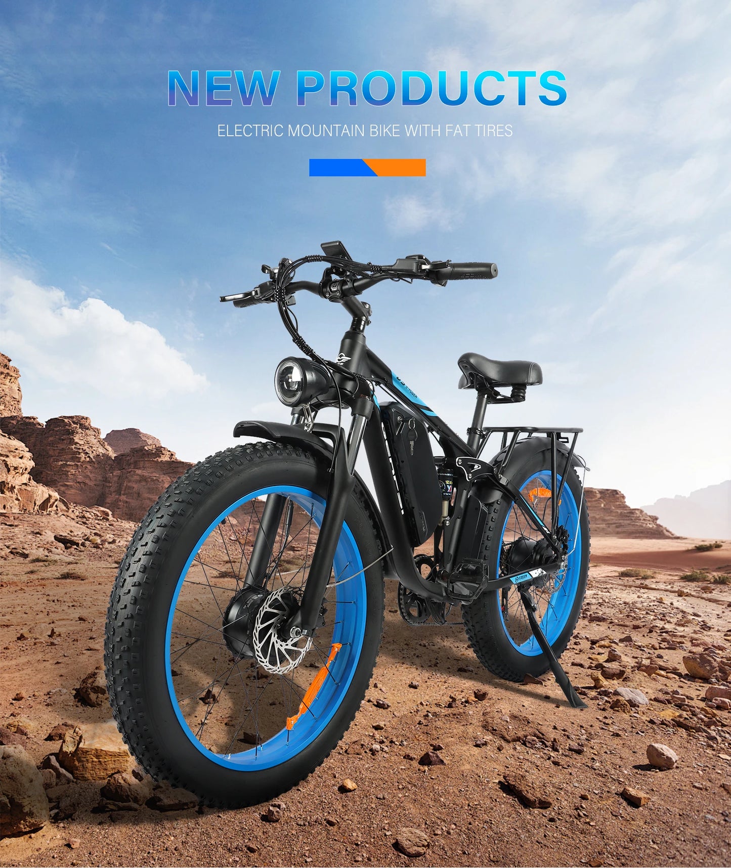 BAOLUJIE DP-2603 Adult E-bike 1500W*2 Motor 48V25Ah Battery Commute Electric Bike 26-inch Fat Tire E-Mountain Bike 21 Speeds