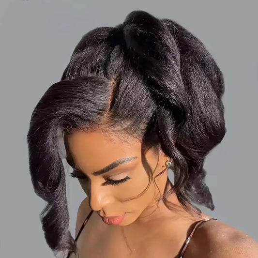 300% Density Kinky Straight Human Hair Wig 360 HD Full Lace Frontal Wig Brazilian 30 40 Inch 13x4 13x6 Lace Front Human Hair Wig