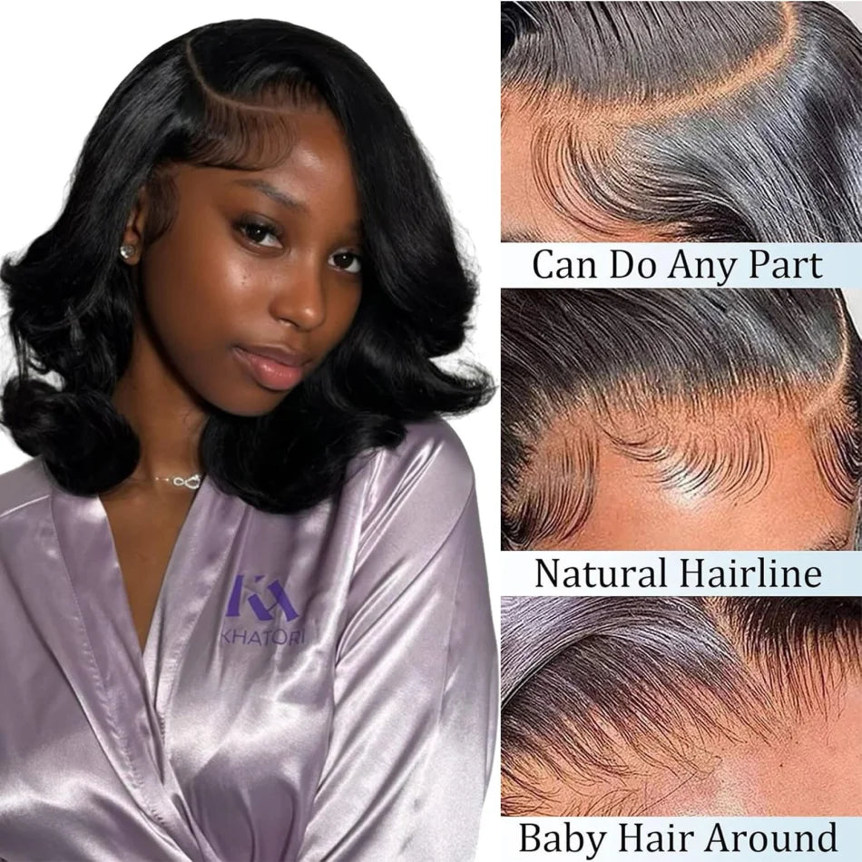 Wear And Go Glueless Bob Wig Human Hair Short Body Wave Lace Front Wigs Pre Cut Brazilian Hair 4X4 Hd Lace Closure Wig For Women