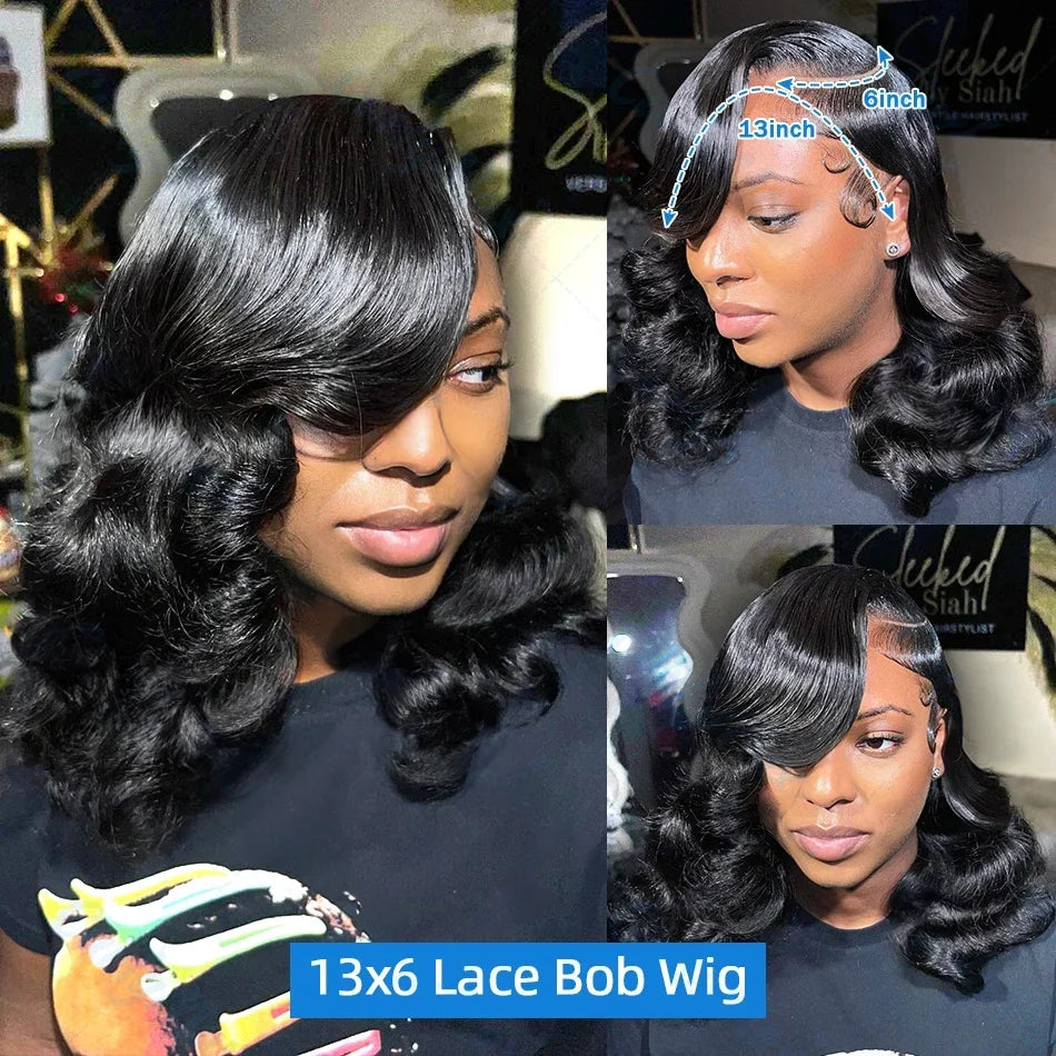 200 Density  5x5 Glueless Short Bob 13x6 HD Transparent Lace Front Wig 4x4 Body Wave 13x4 Lace Frontal Wavy  100 Human Hair Wigs