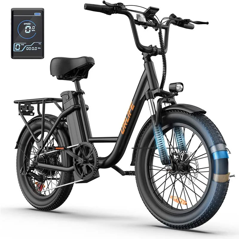 URLIFE E20 adult E-bike 250W 48V 13Ah battery commute Electric Bike,20-inch Fat Tire city ebike