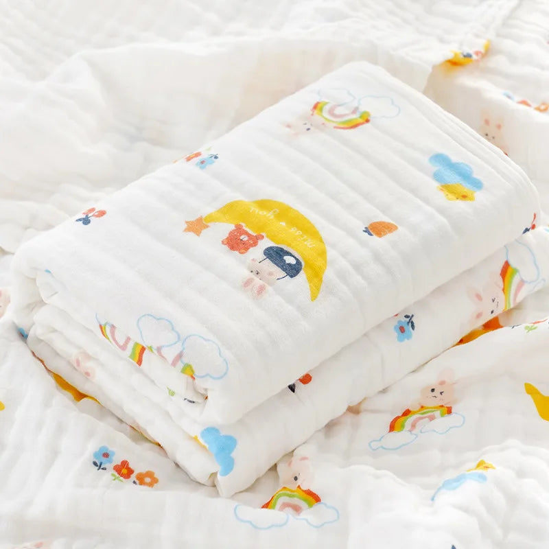 Baby bath towel, cotton four layer gauze, high-density baby product, newborn children's blanket towel, wrapped in newborn duvet