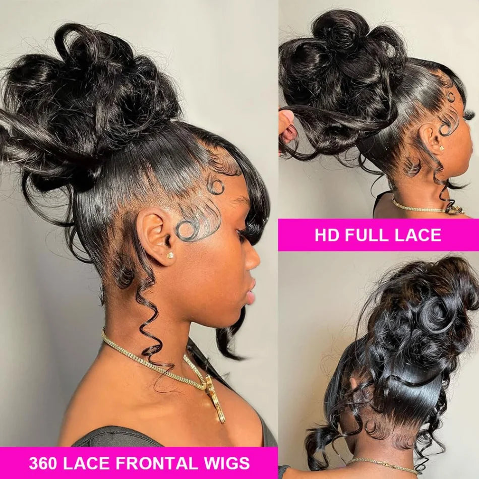 13x6 Lace Front Wigs Human Hair 180 Density Hd Body Wave Lace Frontal Human Hair Wigs For Women Glueless Pre Plucked Black Wig