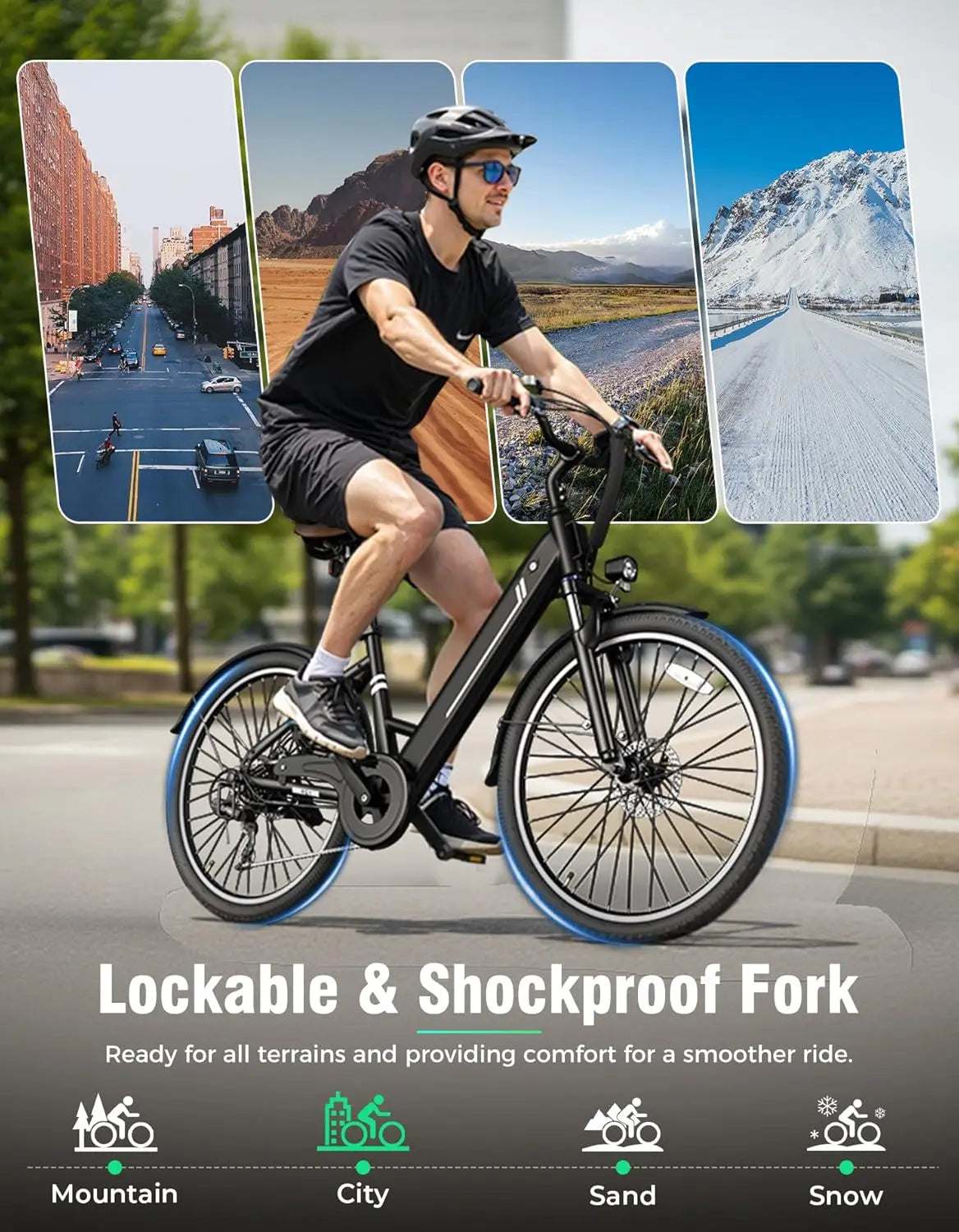 Electric Bikes for Adults,1000W Electric Bike, 26" Ebikes for Adults with 375Wh Removable Battery, 25MPH&40Miles, Customized