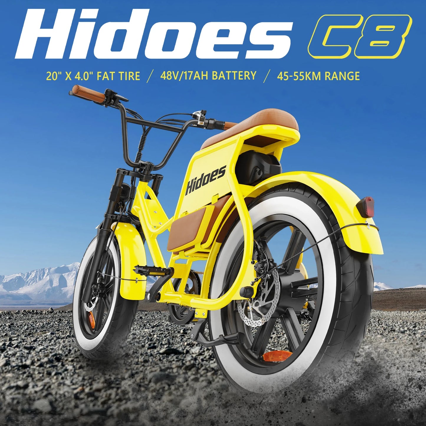 HD-C8 E-Bike 700W Motor 48V17Ah Removable Battery City Electric Bicycle Aldult 20*4.0-inch Fat Tires All Terrain Electric Bike