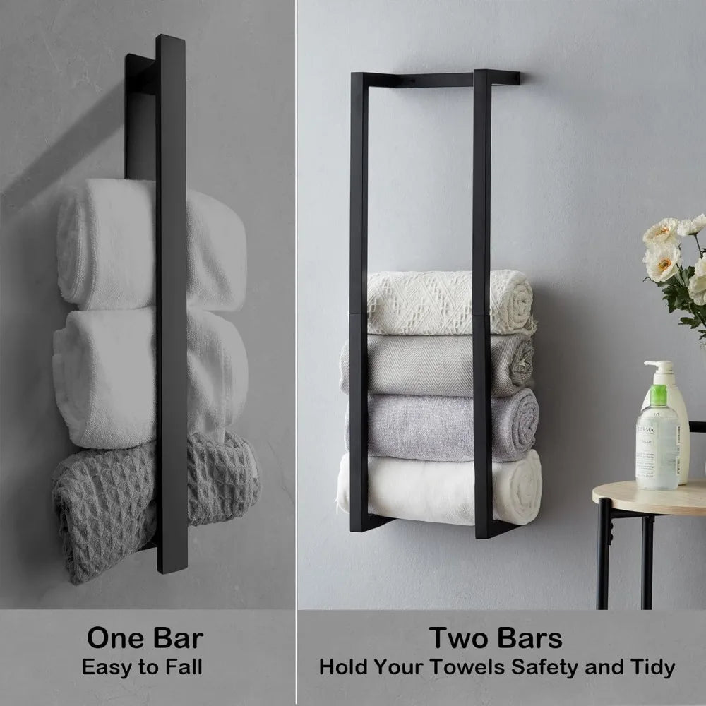 Rolled Towels, Towel Rack for Bathroom,Wall Mounted Metal Bathroom Organizer, Bath Towel Holder Wall for Modern Small Space