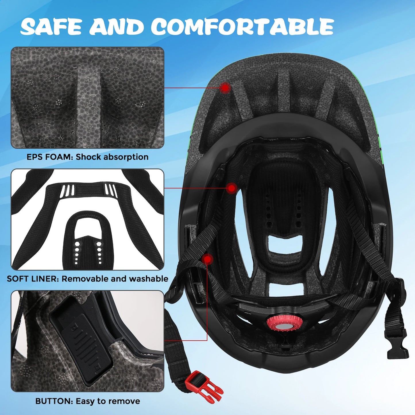 Lixada Kids Detachable Full Face Helmet Children Sports Safety Bike Helmet Protective Gear for Cycle Skateboarding Roller Skatin