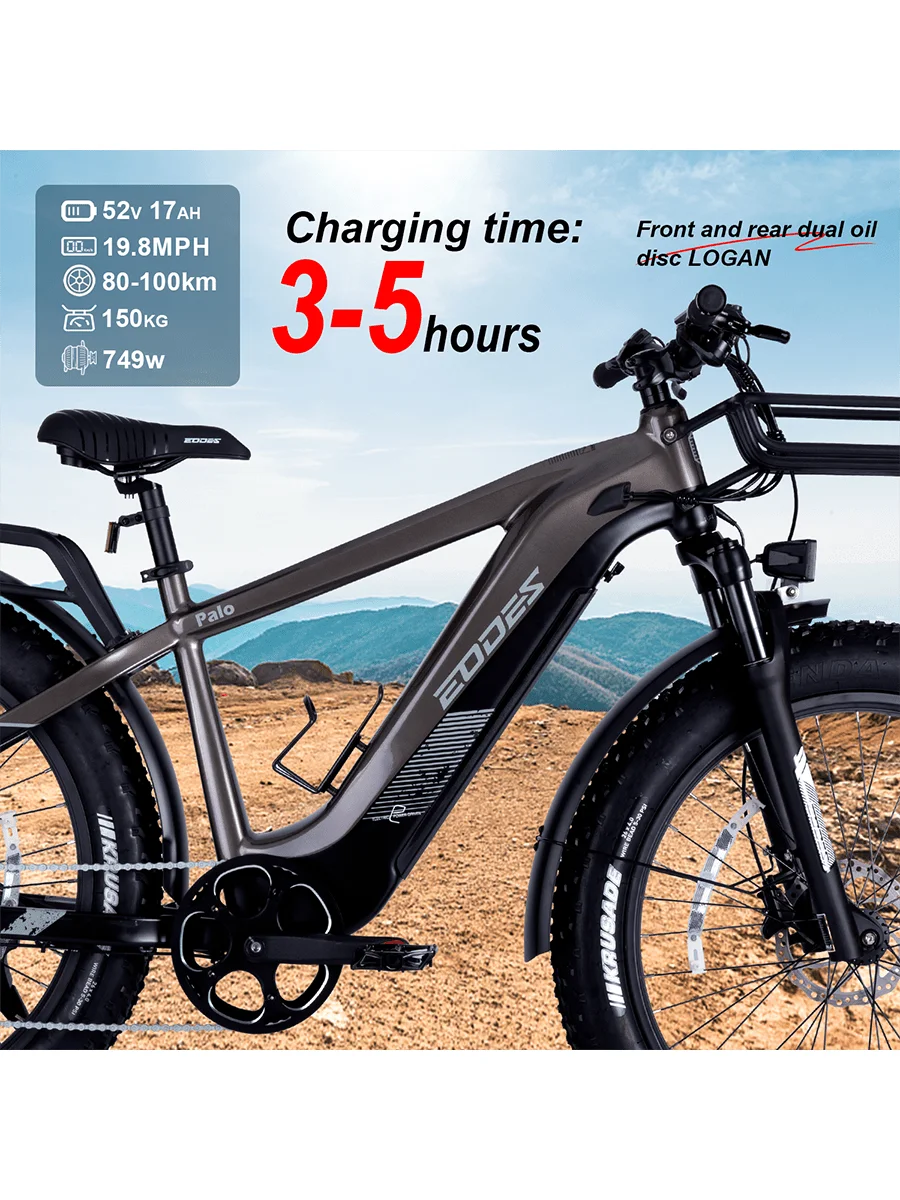 Adult electric bicycle 750W52Vdetachable battery electric bicycle 26inch thick tire front shock absorber mountain electric bicyc