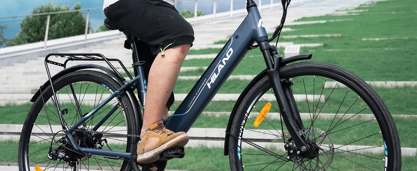 HILAND electric road bike, detachable lithium battery, commuting electric bike, Including shelves, 250W, with LCD display