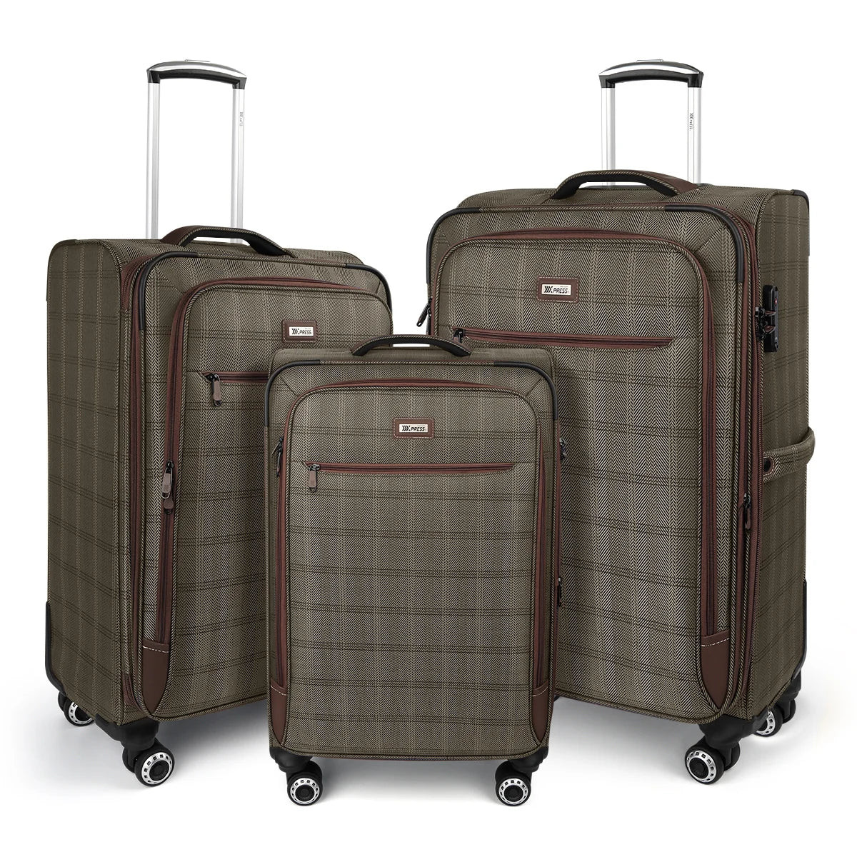 Softside Luggage Expandable 3 Piece Set Suitcase with 360° Upright Spinner Softshell Lightweight Luggage Travel Set 20"/26"/30"