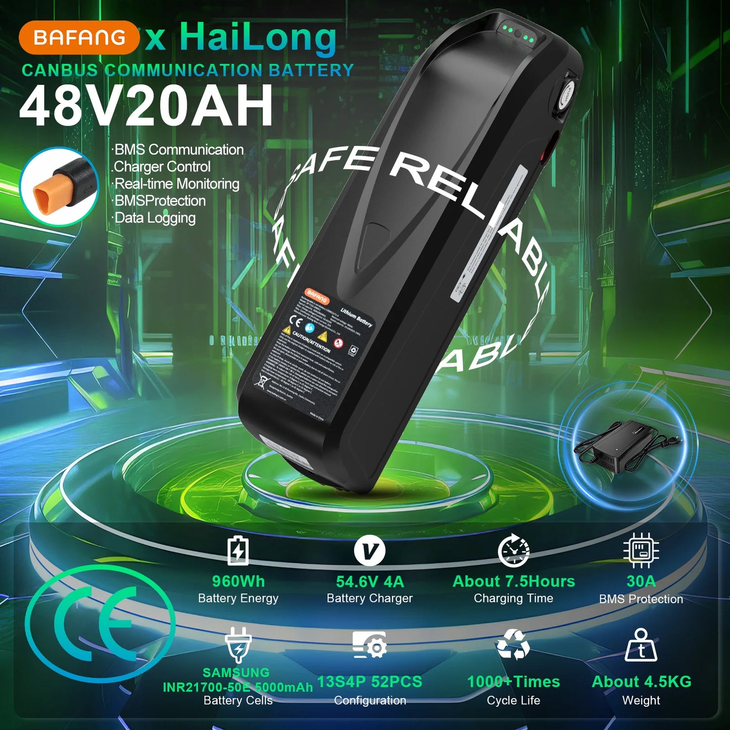 Electric Bike Battery Hailong 48V 36V 52V 20AH 30AH Downtube Pack with Original 21700 Cell 40A BMS for BBS02 TSDZ8 E-Bike Motor