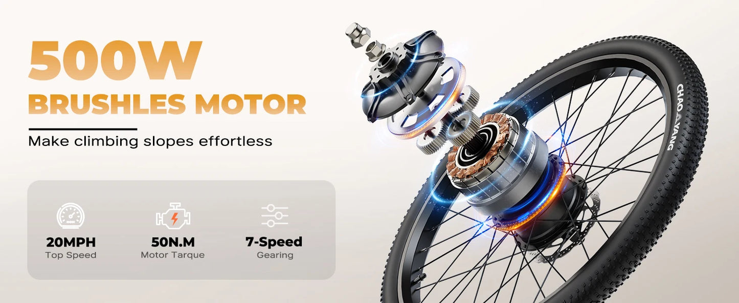 VARUN CITY CRUISER Electric Bicycle 500W Motor Adult E-Bike 48V 7.8AH Battery Women Electric Bike 26 lnch Tire Mountain E-Bike