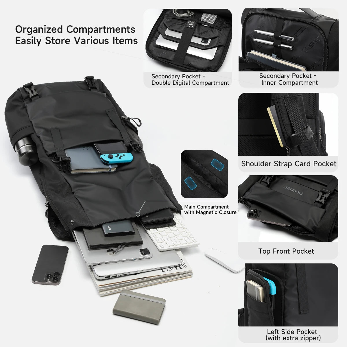 Tigernu Travel Backpack Male TPU Waterproof Backpack Men Bags Expandable Men's Backpack Business Bags School Backpack