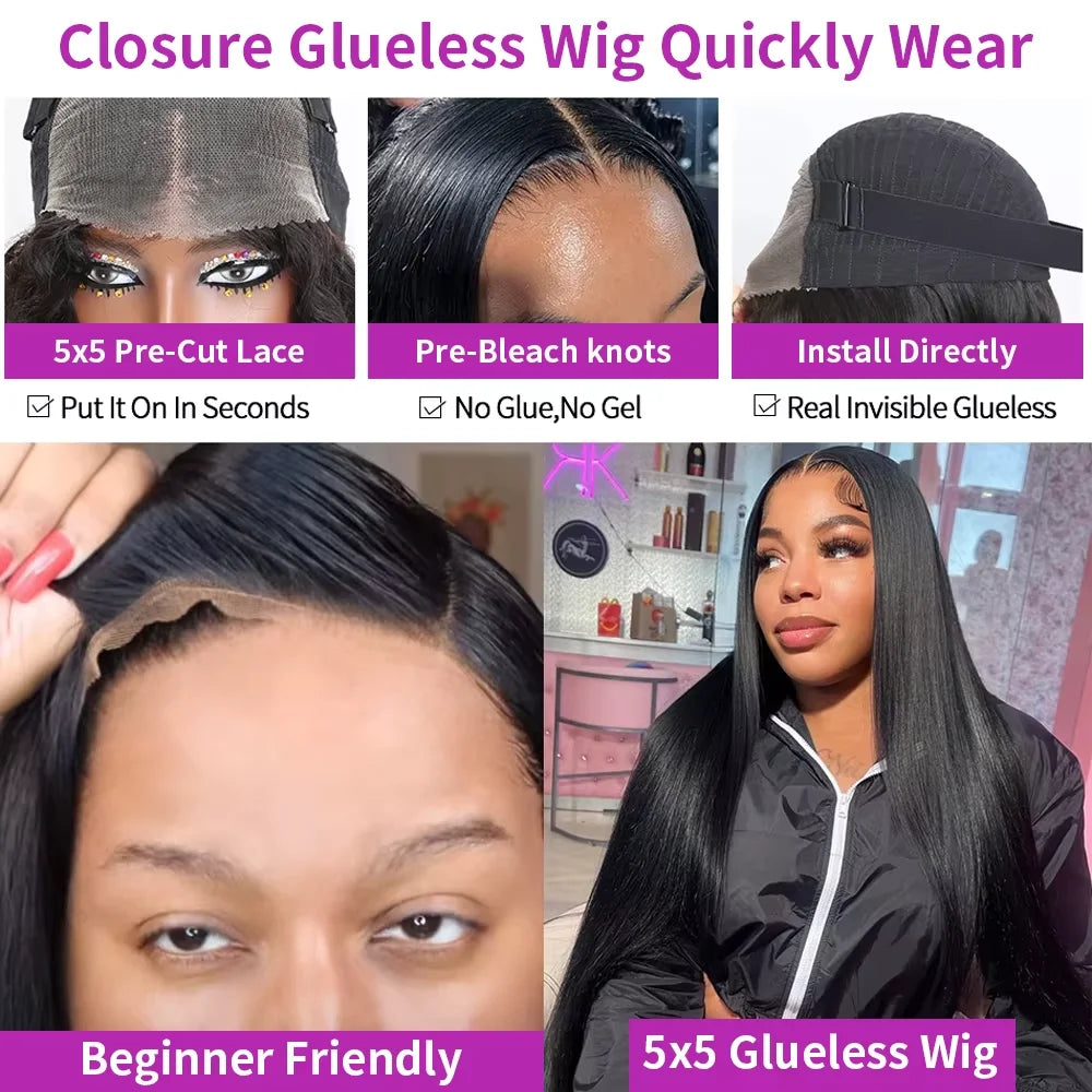 40 46 Inch 13x4 13x6 HD Bone Straight Lace Frontal Wig 360 Full Lace Front Human Hair Wigs 300% Density Glueless Wigs Human Hair