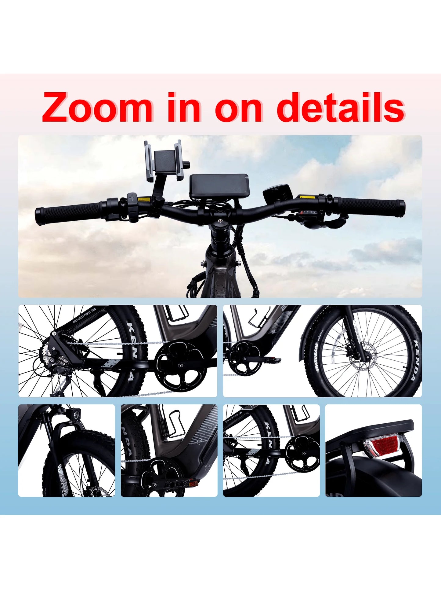 Adult electric bicycle 750W52Vdetachable battery electric bicycle 26inch thick tire front shock absorber mountain electric bicyc
