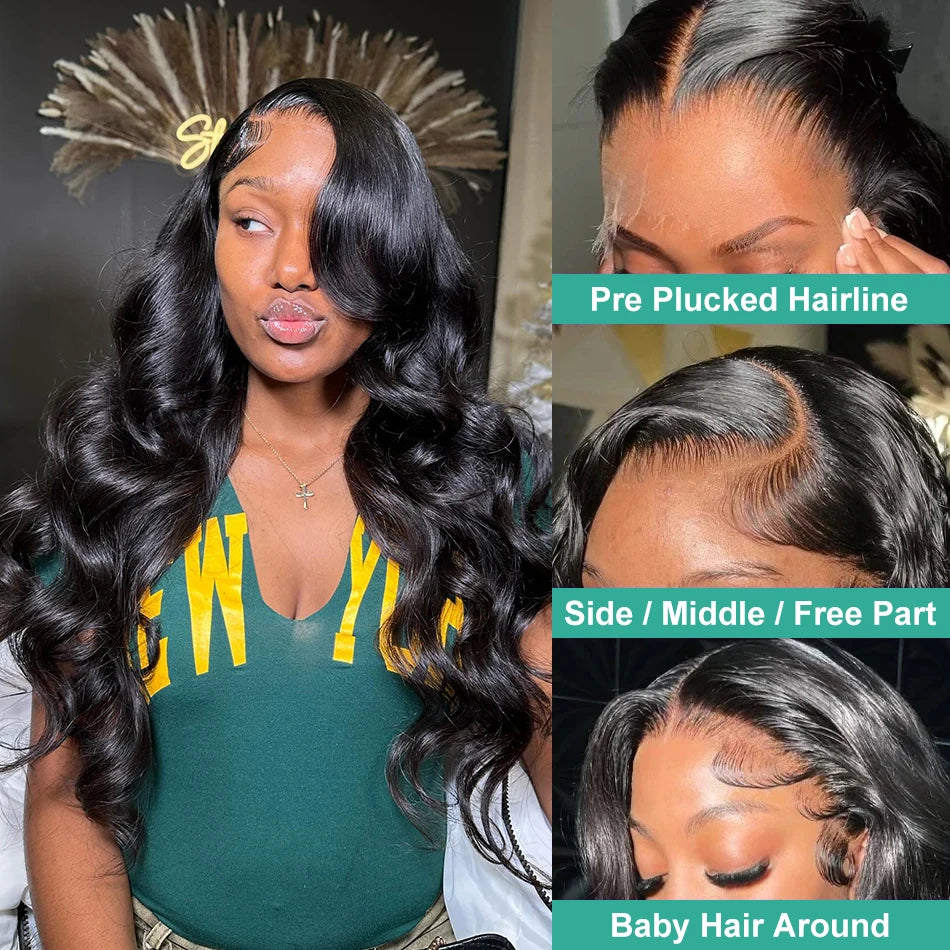Brazilian HD Transparent 13x4 13x6 360 Body Wave Lace Front Wig Pre Plucked 100% Human Hair Wigs For Women 4x4 Lace Closure Wig