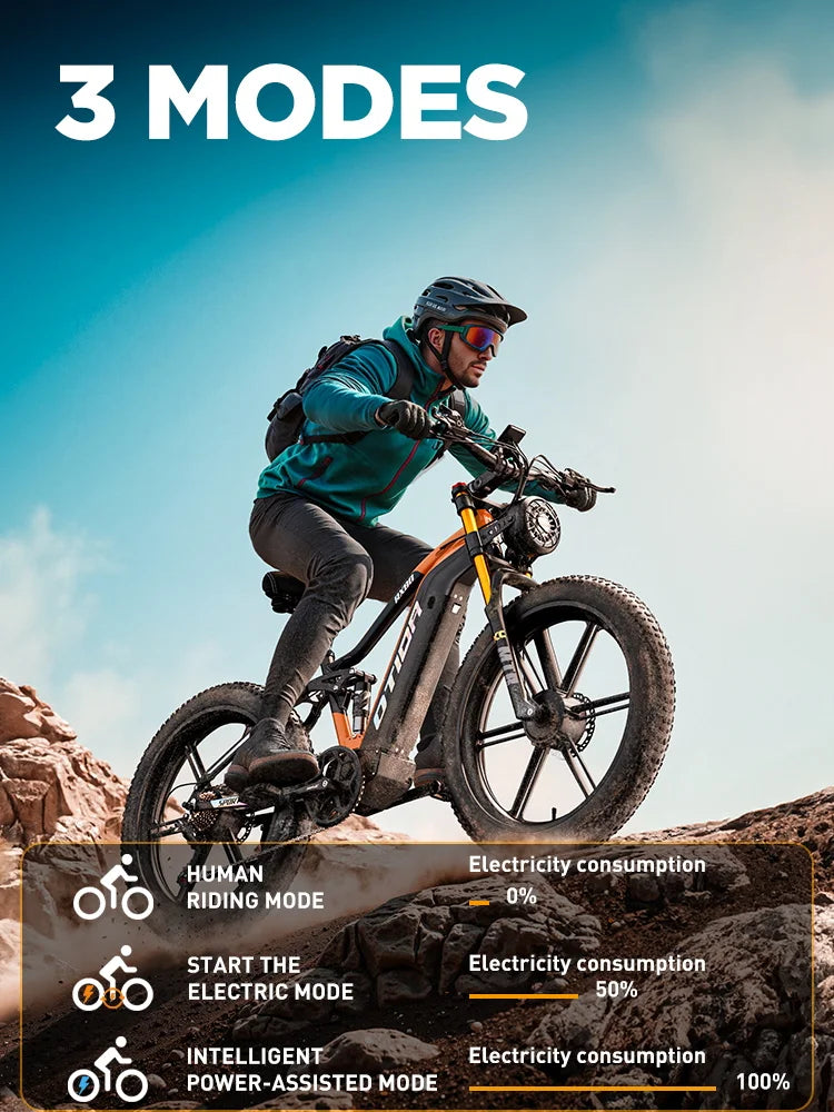 OTIDA NEW RX80 2000W 32MPH Dual Motors Electric Bicycle 48V20AH Lithium Battery 26 Inch 4.0 Fatbike Electric Bike For Adults
