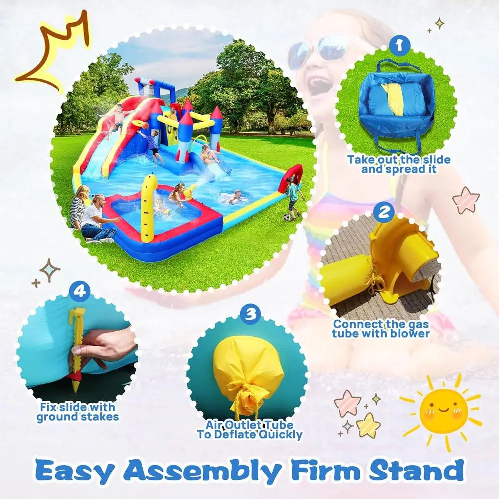 10 in 1 Iatable Water Slide Bounce House for Kids,19ft L x 17ft W x 8ft H,Blow Up Water Slide for Backyard,Iatable Pool Slide wi