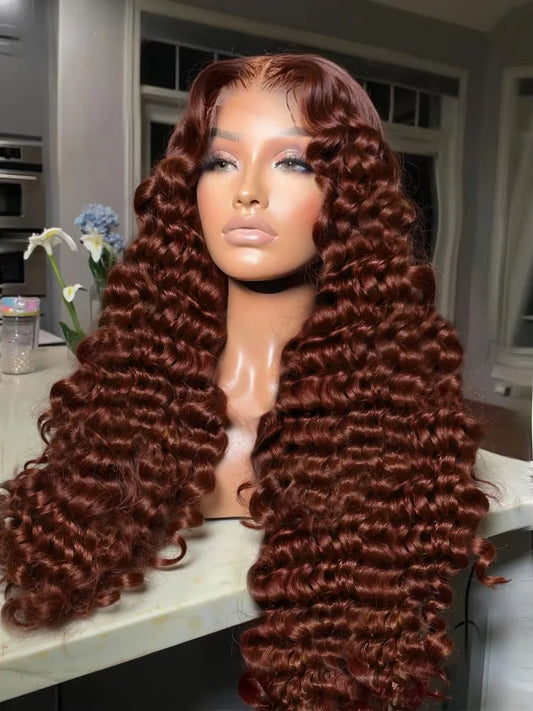 Loose Deep Wave Reddish Brown 13x6 Lace Front Wigs Human Hair Pre Plucked Brazilian Virgin Hair Glueless 13x4 HD Frontal Wig